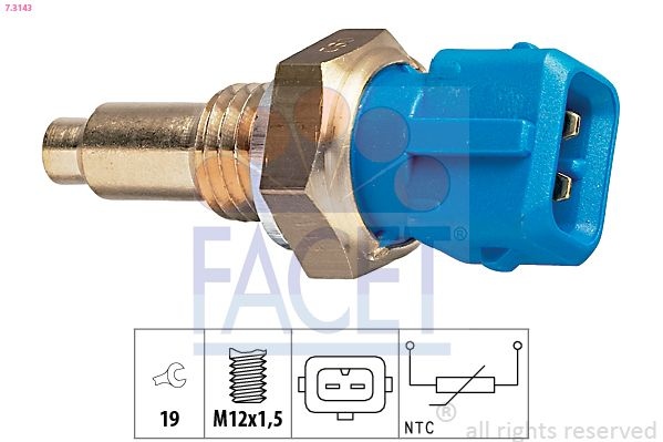FACET Sender Unit, coolant temperature Made in Italy - OE Equivalent 7.3143  OPEL,FORD,RENAULT,Omega B Limousine (V94),Astra F CC (T92),VECTRA B (36_)