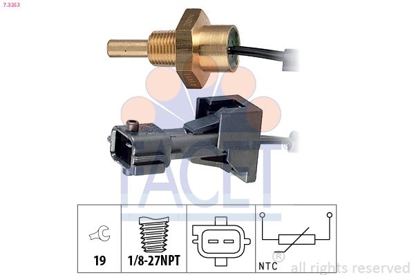 Sensor, coolant temperature Made in Italy - OE Equivalent 7.3253 Facet