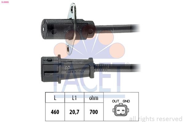 Sensor, crankshaft pulse Made in Italy - OE Equivalent 9.0005 Facet