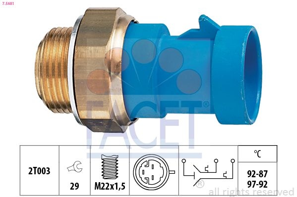 Temperature Switch, radiator fan Made in Italy - OE Equivalent 7.5681 Facet