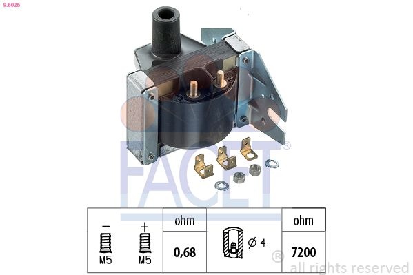 Ignition Coil Made in Italy - OE Equivalent 9.6026 Facet