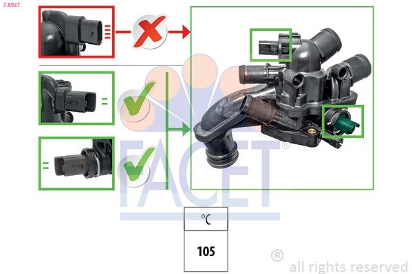 Thermostat, coolant Made in Italy - OE Equivalent 7.8927 Facet