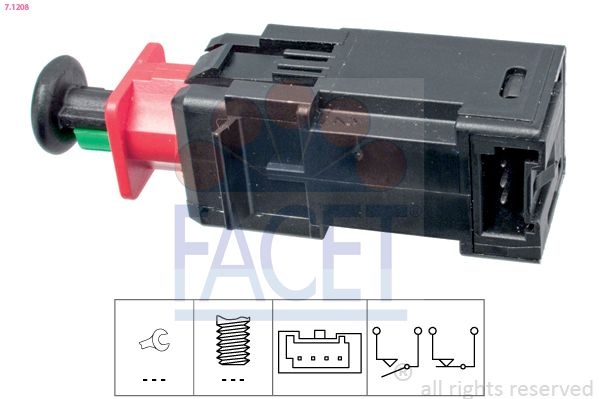 FACET Brake Light Switch OPEL,FIAT,PEUGEOT 7.1208 55701395,6366F1,EPS1810208  KW510208,55701395,09185906,13178792,55701395,13178792,55701395,6240180