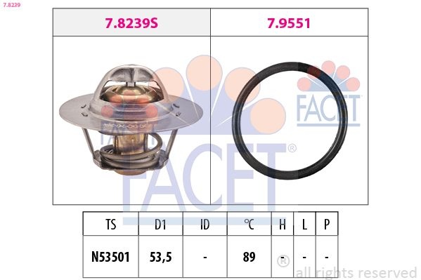 Thermostat, coolant Made in Italy - OE Equivalent 7.8239 Facet