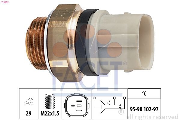 Temperature Switch, radiator fan Made in Italy - OE Equivalent 7.5652 Facet