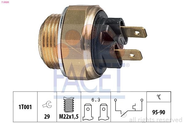 Temperature Switch, radiator fan Made in Italy - OE Equivalent 7.5020 Facet