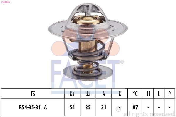 Thermostat, coolant Made in Italy - OE Equivalent 7.8223S Facet