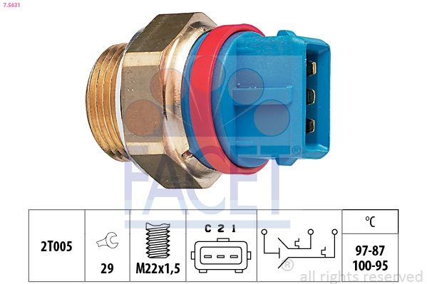 Temperature Switch, radiator fan Made in Italy - OE Equivalent 7.5631 Facet