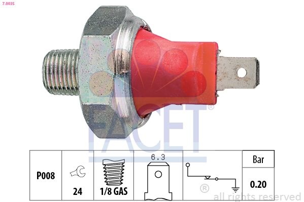 FACET Oil Pressure Switch OPEL,FIAT,TOYOTA 7.0035 EPS1800035,KW500035,71742590 Oil Pressure Sensor,Oil Pressure Sender F4BZ9278A,F52Z9278AA,1258A002
