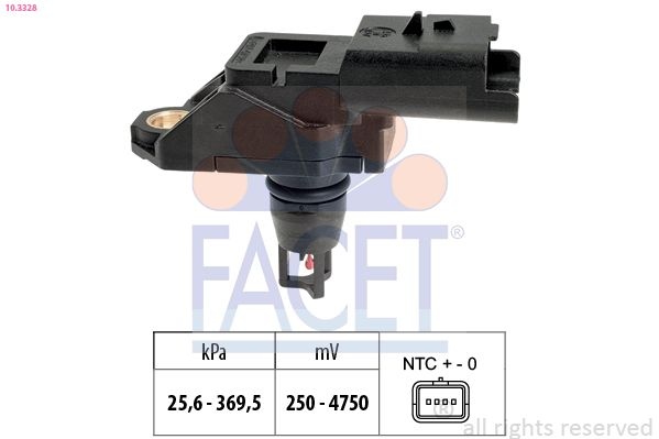 FACET Boost Gauge Made in Italy - OE Equivalent 10.3328 Turbo Boost Gauge,Turbo Gauge OPEL,FORD,PEUGEOT,Corsa F,Crossland X (P17),GRANDLAND X (A18)