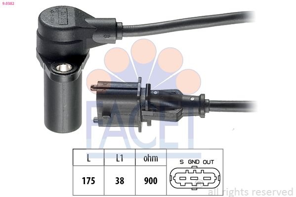 Sensor, Crankshaft Pulse Made In Italy - OE Equivalent 9.0382 Facet