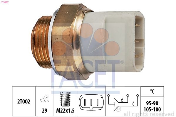 Temperature Switch, radiator fan Made in Italy - OE Equivalent 7.5697 Facet