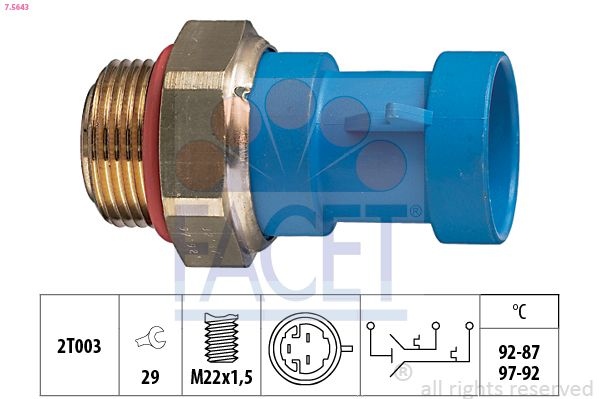 Temperature Switch, radiator fan Made in Italy - OE Equivalent 7.5643 Facet