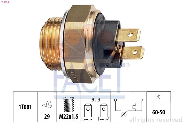 Temperature Switch, radiator fan Made in Italy - OE Equivalent 7.5034 Facet