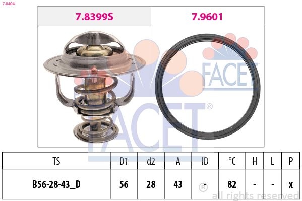 Thermostat, coolant Made in Italy - OE Equivalent 7.8404 Facet