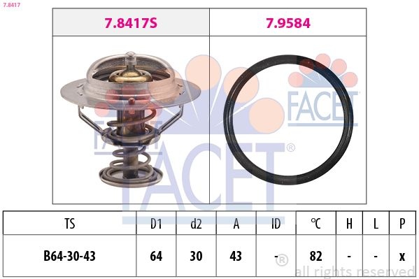 Thermostat, coolant Made in Italy - OE Equivalent 7.8417 Facet