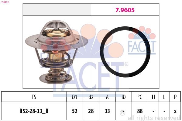 Thermostat, coolant Made in Italy - OE Equivalent 7.8412 Facet