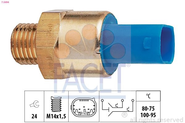 Temperature Switch, radiator fan Made in Italy - OE Equivalent 7.5694 Facet