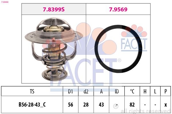 Thermostat, coolant Made in Italy - OE Equivalent 7.8444 Facet