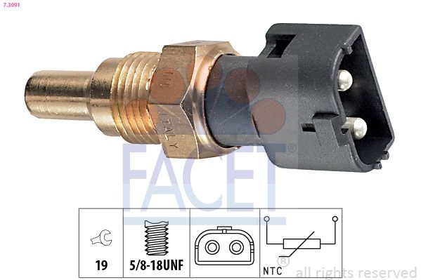 Sensor, coolant temperature Made in Italy - OE Equivalent 7.3091 Facet