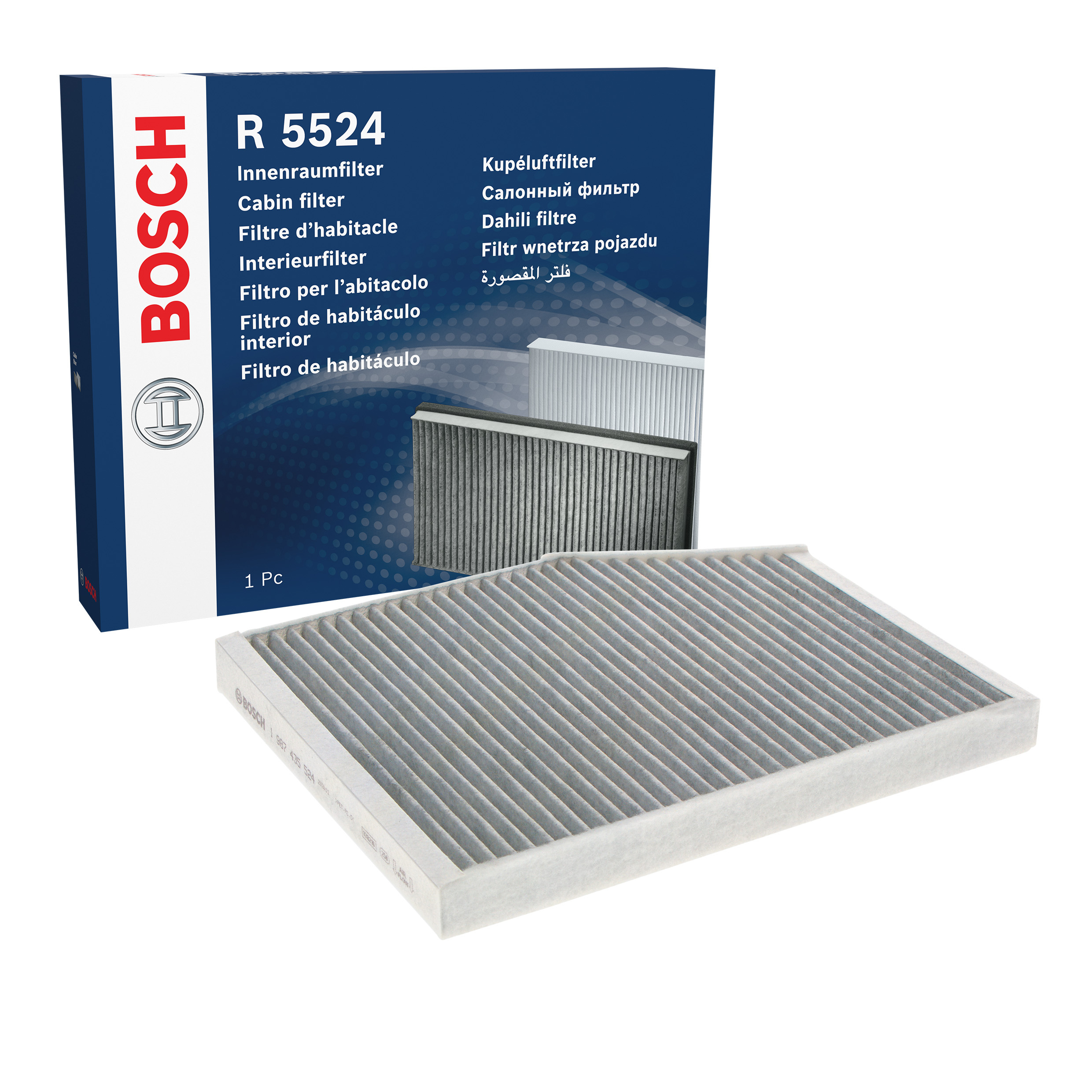 BOSCH Pollen filter Activated Carbon Filter 1 987 435 524 Filter, interior air,Cabin filter FORD,Transit Mk7 Kastenwagen (V363, FCD, FDD)