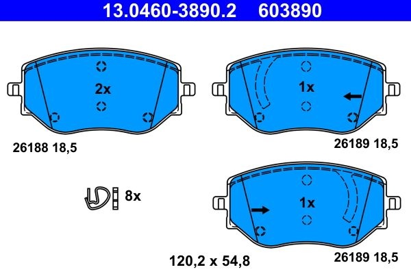 ATE Brake pad set excl. wear warning contact 13.0460-3890.2 Brake pads,Brake pad set, disc brake RENAULT,NISSAN,DACIA,Clio V Schrägheck (BF)