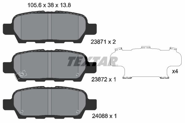 TEXTAR Brake pad set RENAULT,NISSAN,SUZUKI 2387101 101702479,4586001,44060AM485 44060EG00J,44060EG085,D40603WU0A,D4060EG50C,440608H385,44060AL585