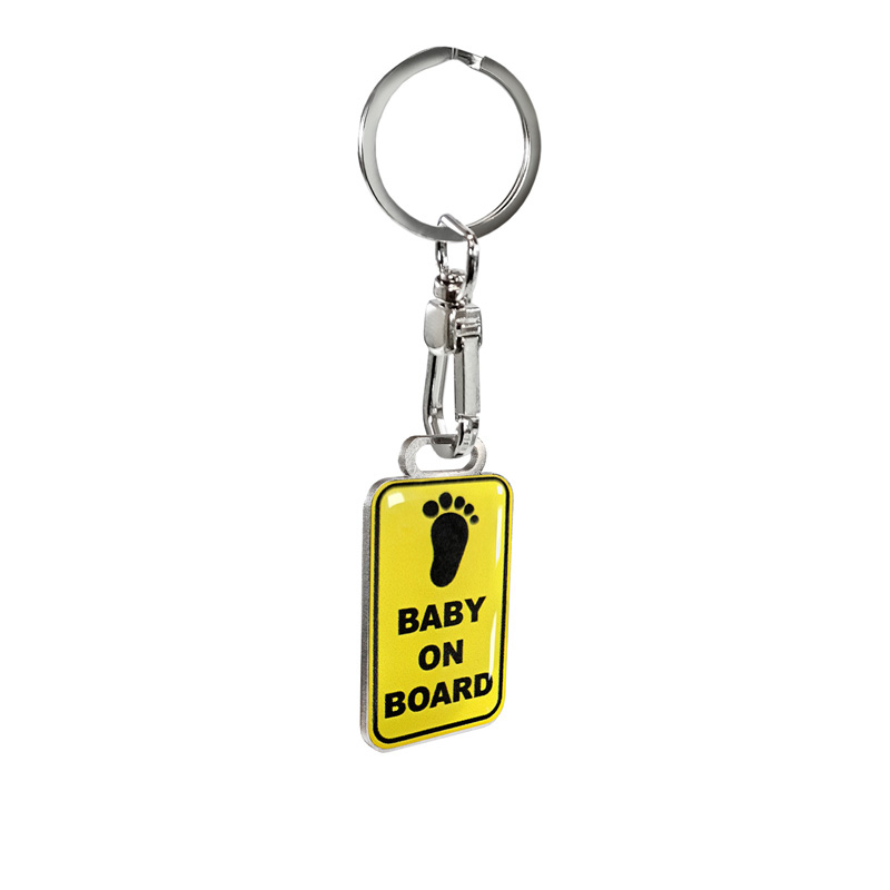 Stainless steel key ring - 'Baby On Board'