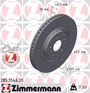 Brake Disc COAT Z 285.3546.20 Zimmermann