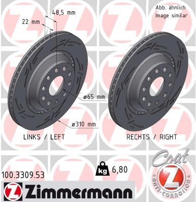 ZIMMERMANN Brake disc VW,AUDI,SKODA 100.3309.53 1K0615601N,3QF615601A,5Q0615601E Brake rotor,Brake discs,Brake rotors 5Q0615601S,5QM615601A,3QD615601A