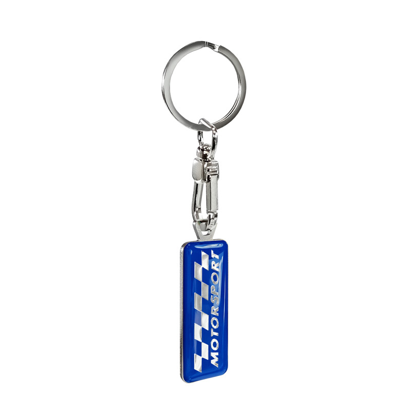 Stainless steel keyring - 'Motorsport' Blue