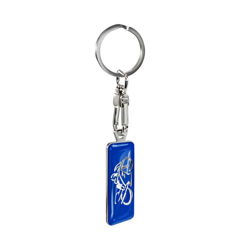 Stainless steel keyring - 'Moto' Blue