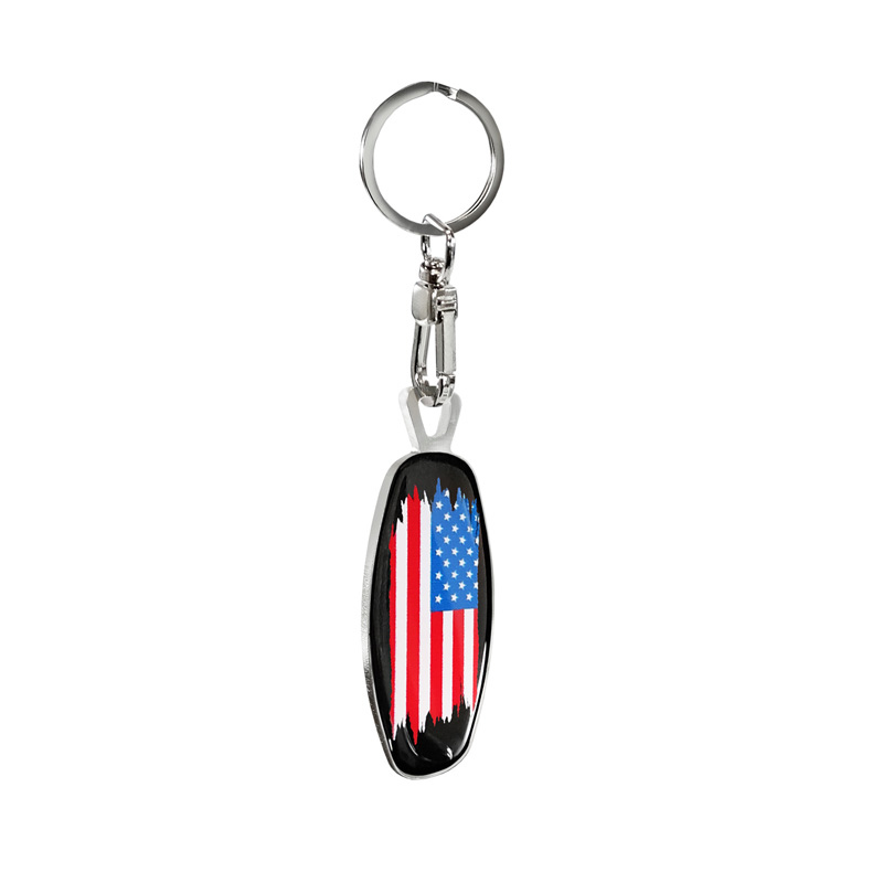 Stainless steel keychain - Emblem/ Flag USA+PL