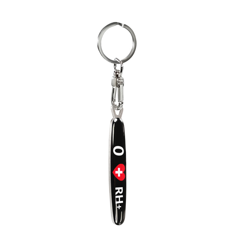 Stainless steel keyring - 'Blood Type' 0 RH+