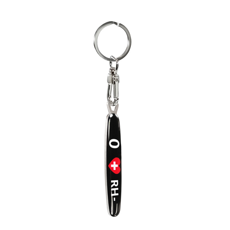 Stainless steel keychain - 'Blood Type' 0 RH-