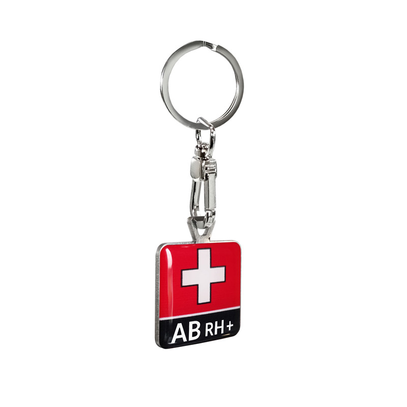 Stainless steel keyring - 'Blood Type' AB RH+