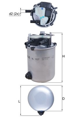 MAHLE ORIGINAL Fuel Filter In-Line Filter KL 1027 RENAULT,NISSAN,Kadjar (HA_, HL_),Koleos II (HC_),Qashqai II (J11, J11_),X-TRAIL (T32)