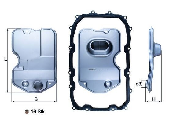MAHLE ORIGINAL Transmission Filter VW,AUDI,PORSCHE HX 160KIT 09D321371,09D325429,09D325435 09D325429,09D325435,95530740300,95530740301,09D321371