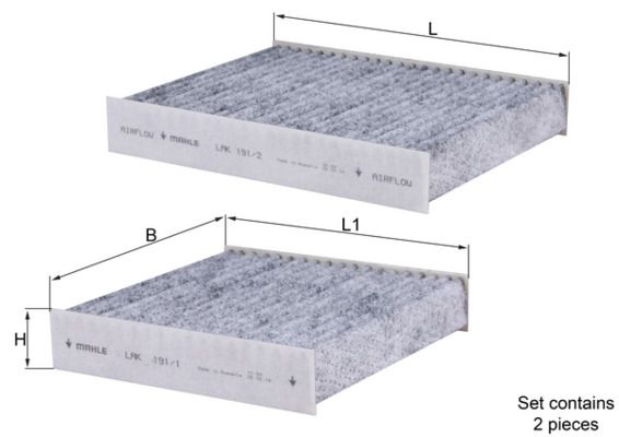 MAHLE ORIGINAL Pollen filter VW,MERCEDES-BENZ,PEUGEOT LAK 191/S 1609428180,1609998780,6447VX 6447VZ,647990,E146111,1609428180,1609998780,6447VX,647990