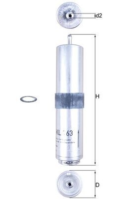 MAHLE ORIGINAL Fuel Filter In-Line Filter KL 763D BMW,ALPINA,3 Touring (E91),3 Limousine (E90),3 Coupe (E92),X3 (F25),X1 (E84),3 Cabrio (E46)