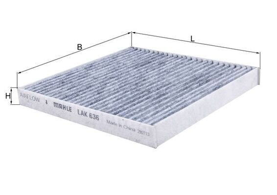 MAHLE ORIGINAL Pollen filter Activated Carbon Filter LAK 636 Filter, interior air,Cabin filter HYUNDAI,PEUGEOT,CITROËN,i10 III (AC3, AI3)
