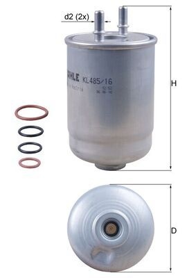 MAHLE ORIGINAL Fuel Filter In-Line Filter KL 485/16D  RENAULT,ESPACE IV (JK0/1_),LAGUNA III Grandtour (KT0/1),LAGUNA III (BT0/1),LAGUNA Coupe (DT0/1)