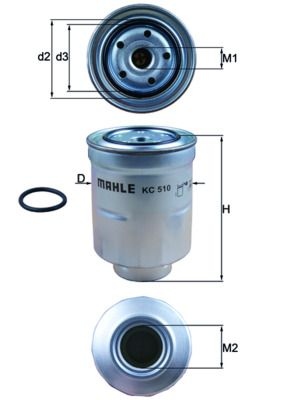 MAHLE ORIGINAL Fuel Filter PEUGEOT,TOYOTA,CITROËN KC 510D 1608933780,72390728,1770A172 1770A253,1608933780,42072AJ130,2330030340,2339030340