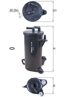 MAHLE ORIGINAL Fuel Filter In-Line Filter KL 764D HONDA,CR-V IV (RM_),HR-V (RU),CIVIC IX (FK),CIVIC X Schrägheck (FC_, FK),CIVIC IX Tourer (FK)