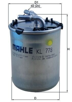MAHLE ORIGINAL Fuel Filter In-Line Filter KL 778 VW,AUDI,SKODA,Polo Schrägheck (6R1, 6C1),XL1 Coupe,A1 Sportback (8XA, 8XF),A1 Schrägheck (8X1, 8XK)