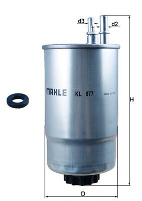 MAHLE ORIGINAL Fuel Filter FIAT,PEUGEOT,CITROËN KL 977D 1610192280,1614157280,0000077366565  0000077367412,0001371439080,1371439080,77366565,77367412