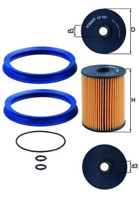 MAHLE ORIGINAL Fuel Filter Filter Insert KX 503D MINI,Schrägheck (R56),Clubman (R55),Cabrio (R57),Roadster (R59),Coupe (R58)