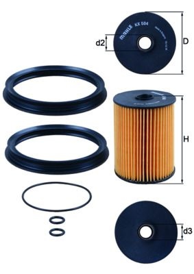 MAHLE ORIGINAL Fuel Filter Filter Insert KX 504D MINI,Schrägheck (R50, R53),Cabrio (R52)