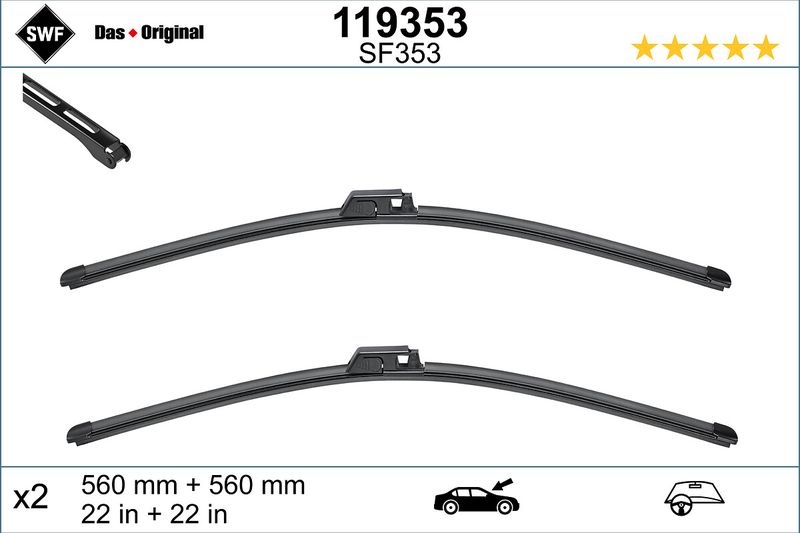 SWF Wiper blade Front 119353 Windscreen wiper,Window wiper MERCEDES-BENZ,C-Klasse Limousine (W203),C-Klasse T-modell (S203),CLK (C209)
