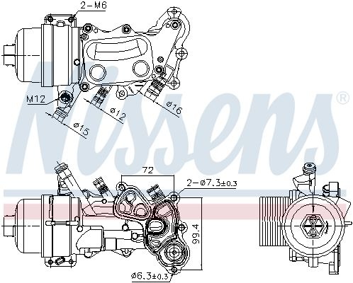 Oil cooler, engine oil 90992 Nissens